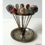 vintage art deco semi-precious stones cocktail sticks set