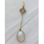 vintage art deo moonstone seed pearl and diamond pendant