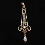 vintage art nouveau diamond pearl lavalier pendant