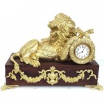 vintage bronze lion mantel clock