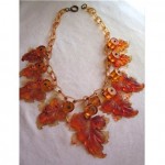 vintage celluloid bakelite leaf necklace