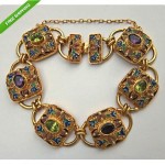 vintage chinese gilt jeweled enamel belt