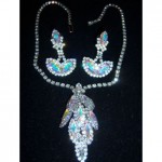 vintage juliana aurora borealis necklace and converted pierced earrings
