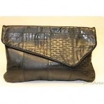 vintage meyers embossed patchwork lamb leather clutch