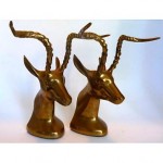 vintage mid-century brass gazelle bookends