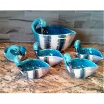 vintage mid-century swan bowl pottery set