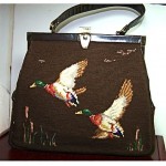 vintage needlepoint mallard ducks handbag