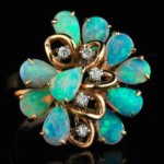 vintage opal and diamond cocktail ring