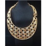 vintage oscar de la renta basketweave necklace