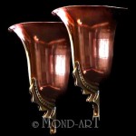 vintage pair 1930s french copper bronze wall sconces