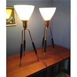 vintage pair gerald thurston tripod brass ebonized table lamps