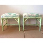 vintage pair mid-century faux bamboo benches