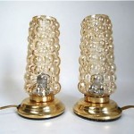 vintage pair mid-century glass bedside lamps