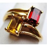 vintage topaz and red garnet ring