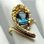 vintage topaz diamond nugget cocktail ring