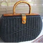 vintage wicker handbag lucite handle