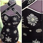 vintage 1950s de weese pin-up rhinestone snowflake swimsuit