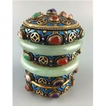 antique chinese gilt and enamel tea caddy