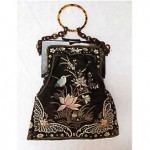 antique edwardian silk embroidered and celluloid handbag