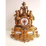 antique french gilt sevres porcelain mantle clock