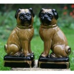 antique pair ceramic pug dogs