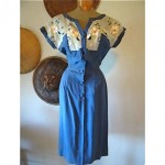 vintage 1940s embroidered linen dress