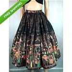 vintage 1950s arabian nights print skirt