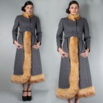vintage 1960s fox trim wool coat