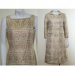 vintage 1960s gold embroidered dress and jacket set