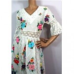 vintage 1970s embroidered mexican crochet lace dress