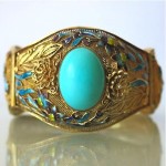 vintage chinese sterling filigree turquoise bracelet