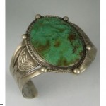 vintage navajo huge turquoise stamped silver bracelet