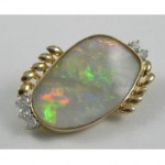 vintage opal and diamond brooch