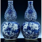 vintage pair 19th century chinese double gourd vases
