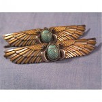 vintage pair art deco scarab hair barrettes