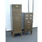 vintage pair metal filing cabinets