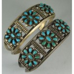vintage pair zuni turquoise bracelets