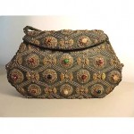 vintage semi-precious stone silk handbag