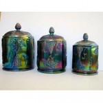 vintage set carnival glass canisters