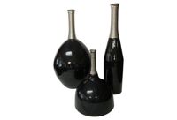 vintage trio of 1960s metallic vases