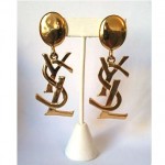 vintage ysl logo earrings