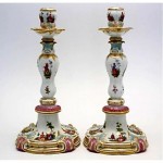 antique 1890s pair german meissen porcelain candlesticks