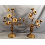 antique brass floral candlesticks