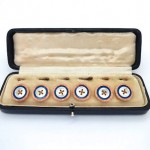 antique edwardian set mother of pearl and enamel buttons