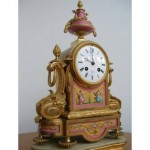 antique gilt bronze porcelain panel mantle clock
