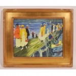 antique new york wpa modernist oil painting