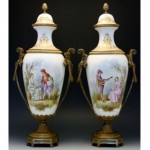 antique pair 19th century french sevres porcelain urns