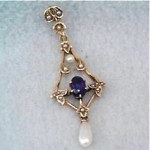 antique victorian pearl amethyst lavalier pendant