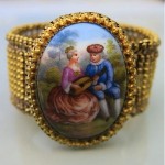 antique victorian portrait ceramic pinchbeck bracelet