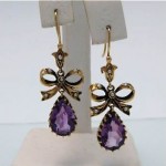 vintage 14k amethyst seed pearl earrings